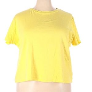 Bright yellow not-quite-cropped cotton tshirt 2X